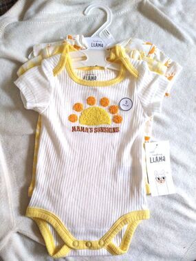 3mo Laughing Llama Yellow Orange Sunshine Baby One-piece Body Suit Set Of 3